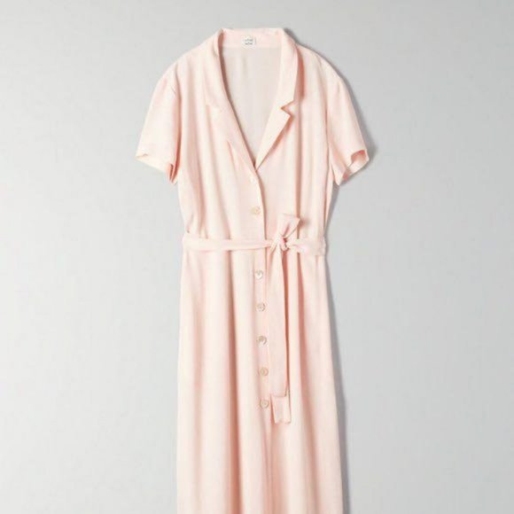 Aritzia Wilfred Button-up Shirt Dress - NWT XS Soft Blush Pink - Picture 2 of 6
